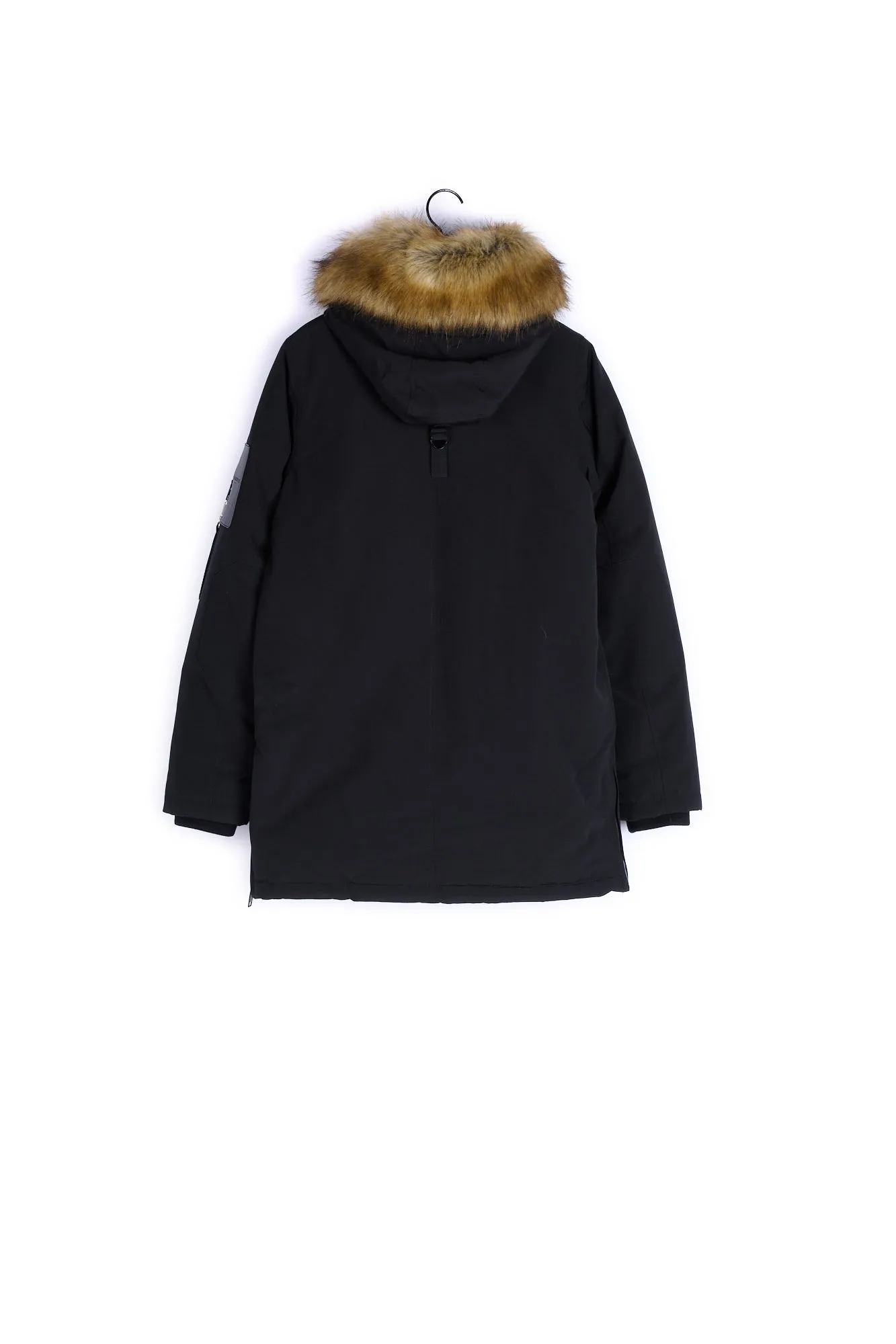 Parka nylon longue noire capuche