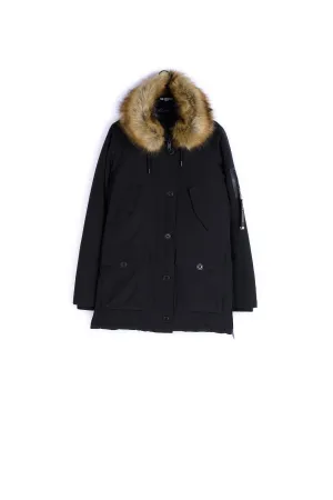 Parka nylon longue noire capuche