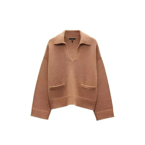 Rag & Bone Danica Polo Sweater In Camel
