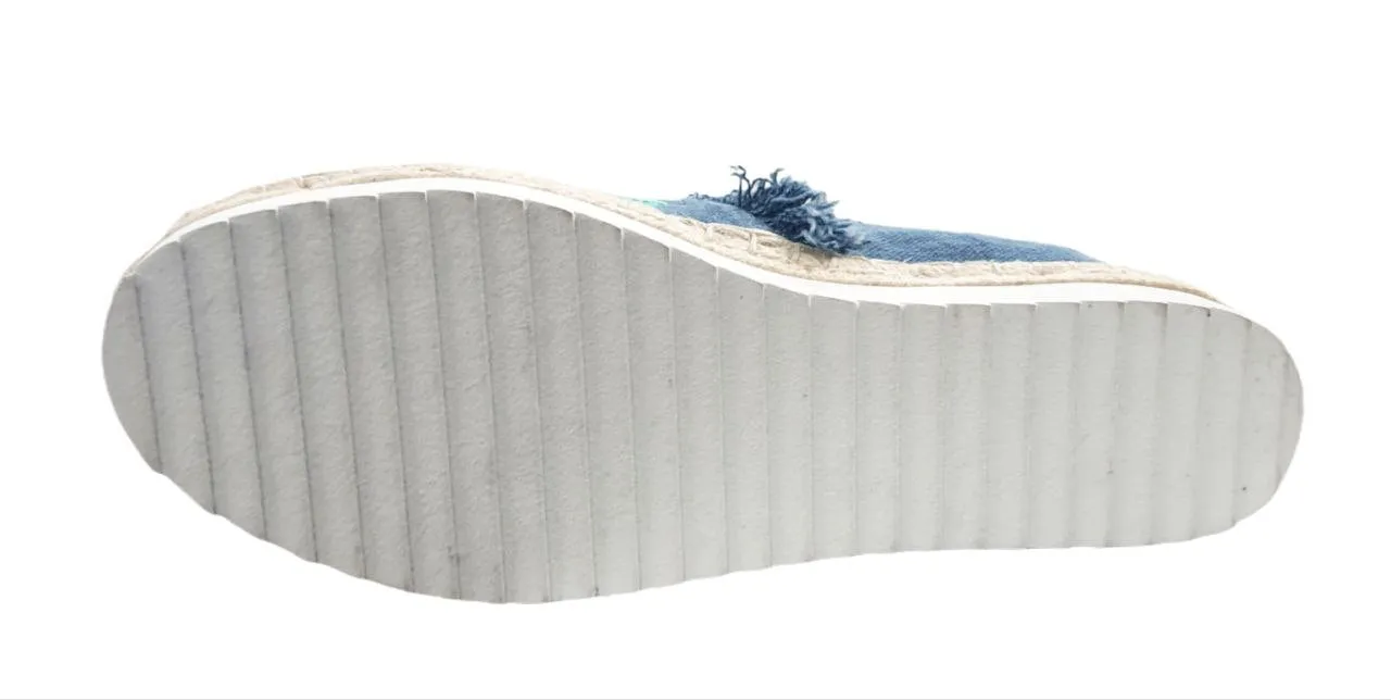 REBECCA MINKOFF Women's Blue Light Denim Baylee Too Espadrilles #M4111006 6 NWB