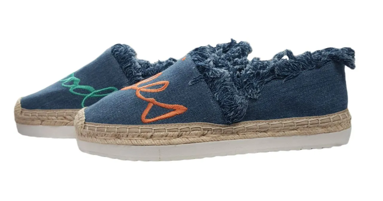 REBECCA MINKOFF Women's Blue Light Denim Baylee Too Espadrilles #M4111006 6 NWB