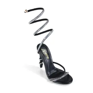Rhinestones Helix Harmony Heels (Black)
