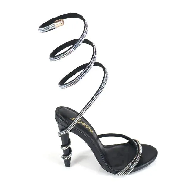 Rhinestones Helix Harmony Heels (Black)