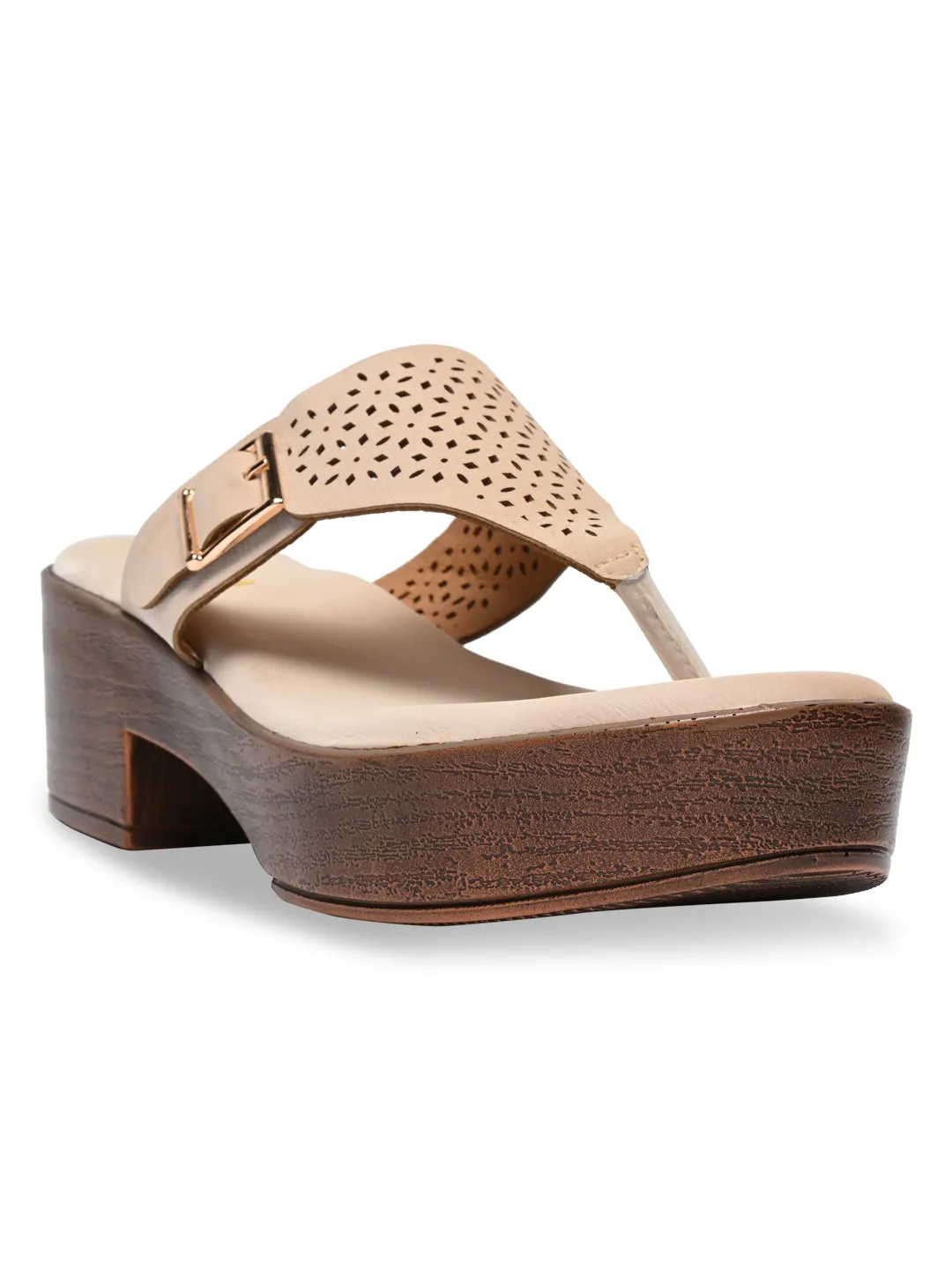 Rocia By Regal Cream Women Laser Cut Sandals