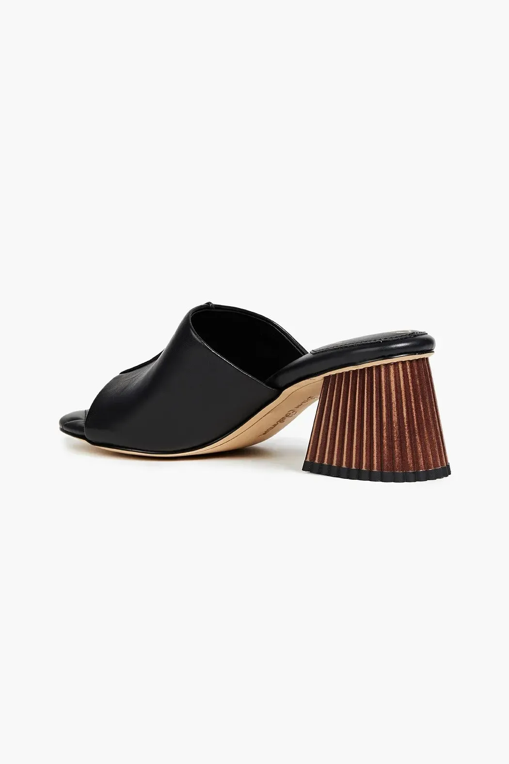 Sam Edelman Sonya Black Leather Sculptural Slip On Open Toe Block Heeled Sandals