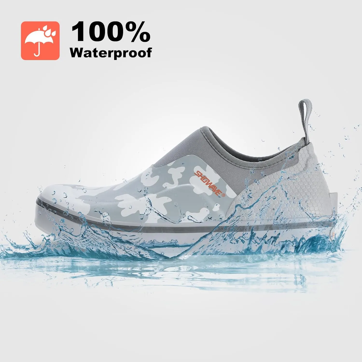 Showave Men's Deck Shoes Waterproof Short Rain Boots Breathable Sports Sailing Booties Non-Slip Rubber Boots Low Cut Design for Outdoor Fishing Gardening Walking