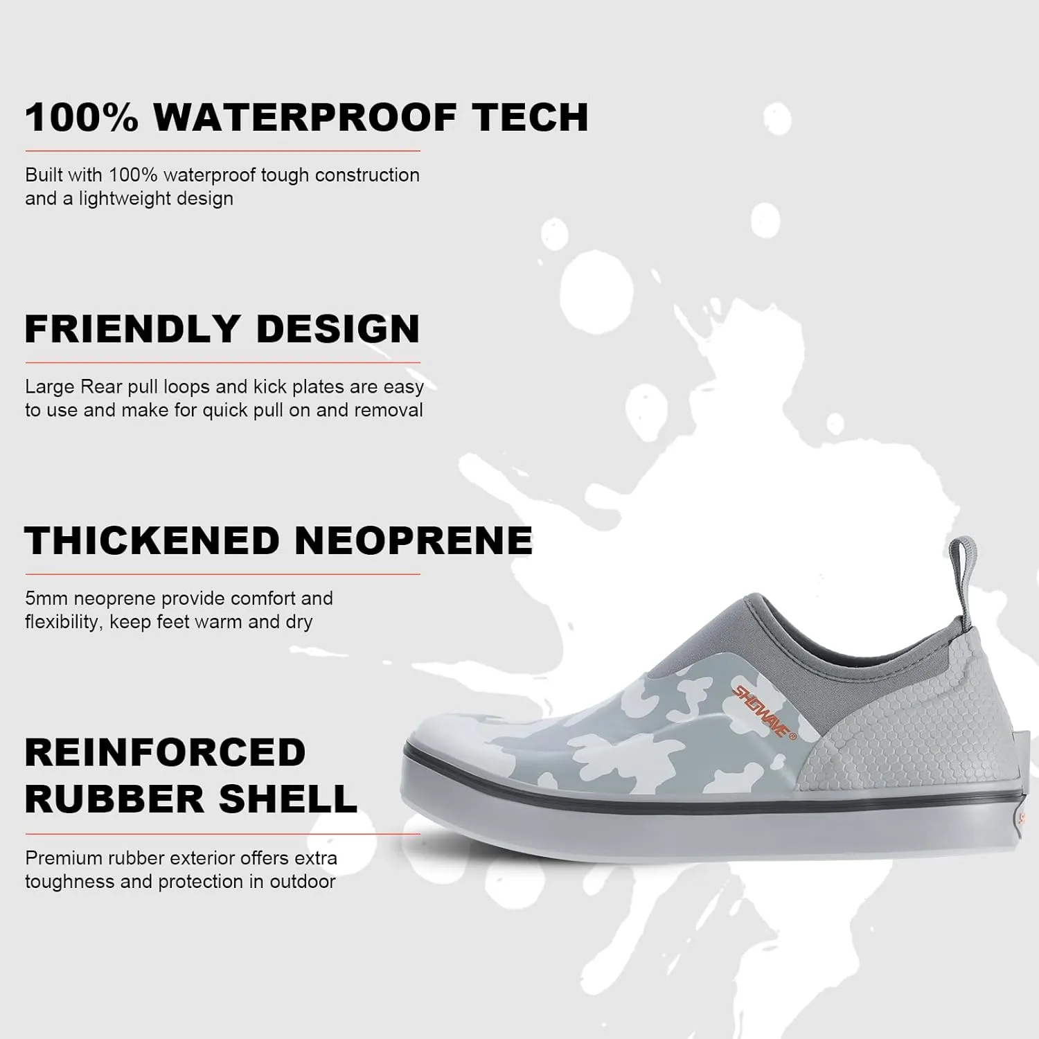 Showave Men's Deck Shoes Waterproof Short Rain Boots Breathable Sports Sailing Booties Non-Slip Rubber Boots Low Cut Design for Outdoor Fishing Gardening Walking