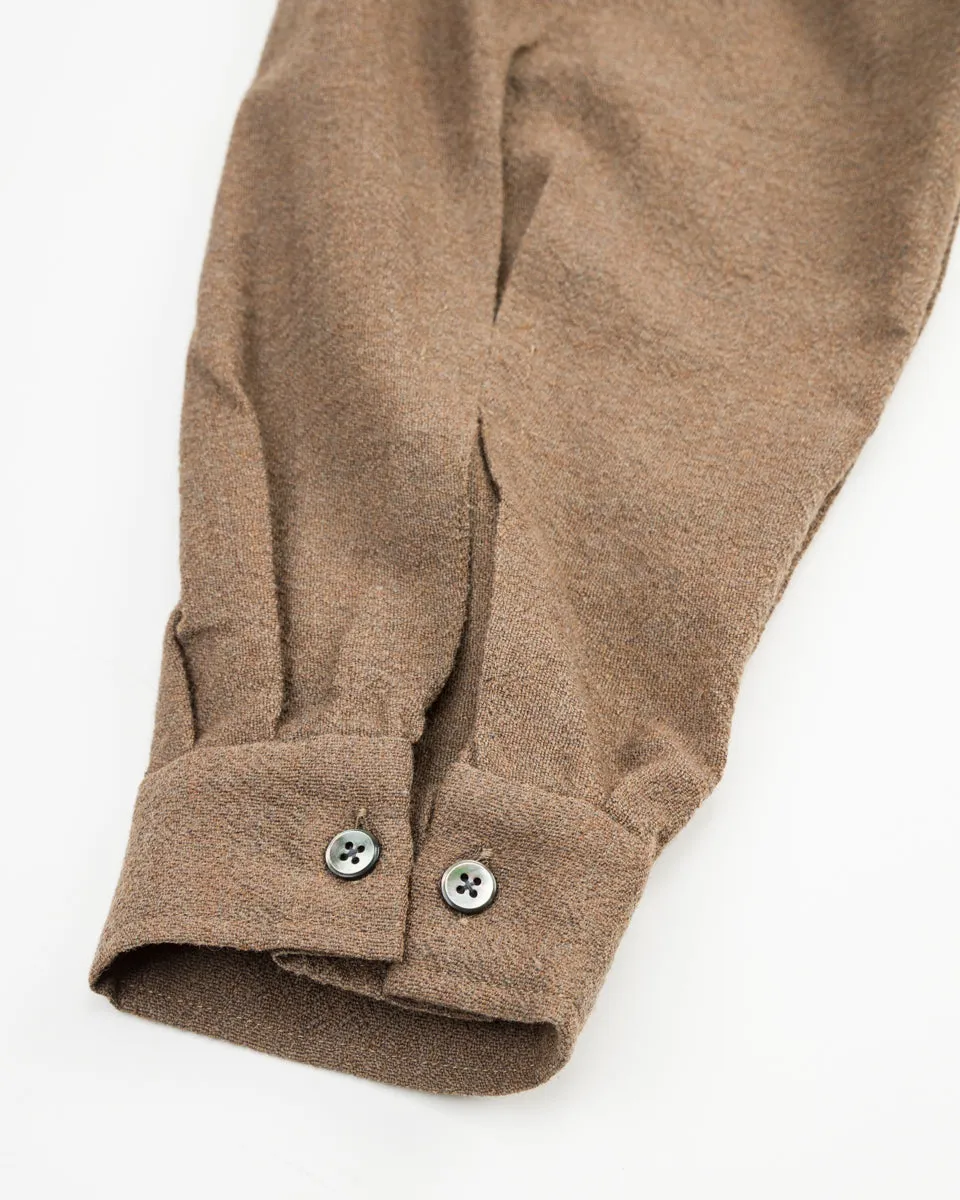 Slip On Bumpy Wool Shirt  - Chestnut Brown