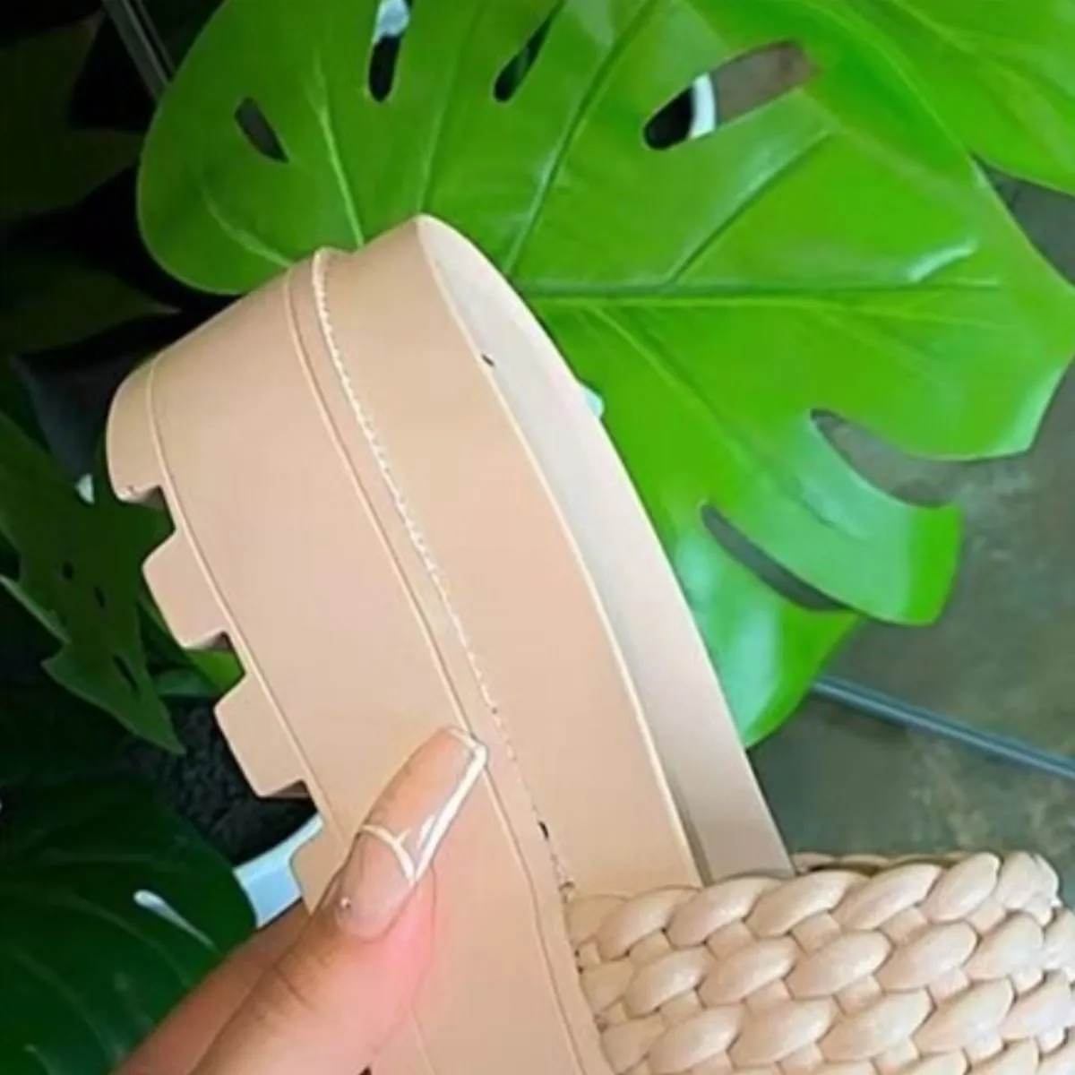 Slip On PU Leather Open Toe Platform Sandals