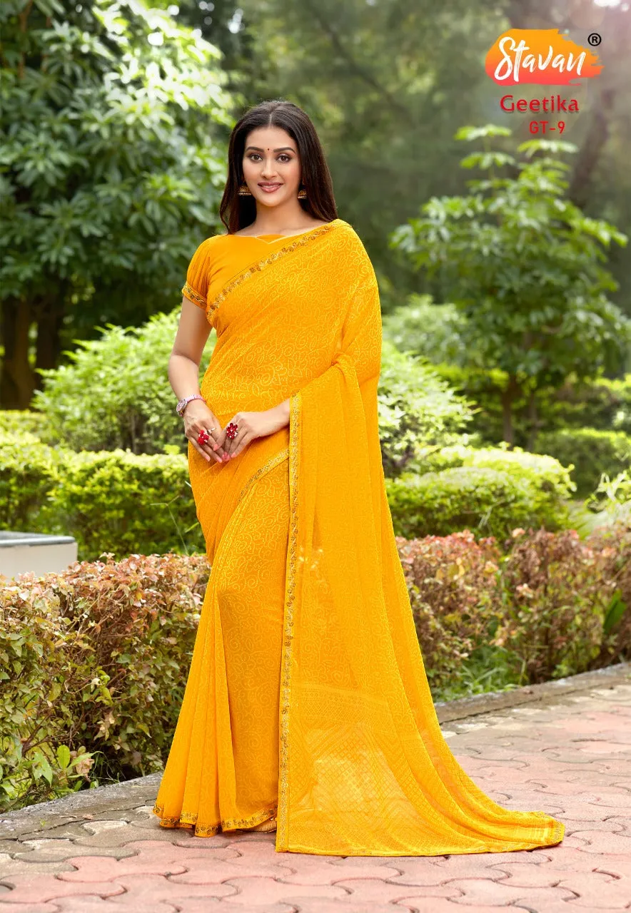 Stavan Brand Presents Geetika Georgette Chiffon Casual Wear Sarees