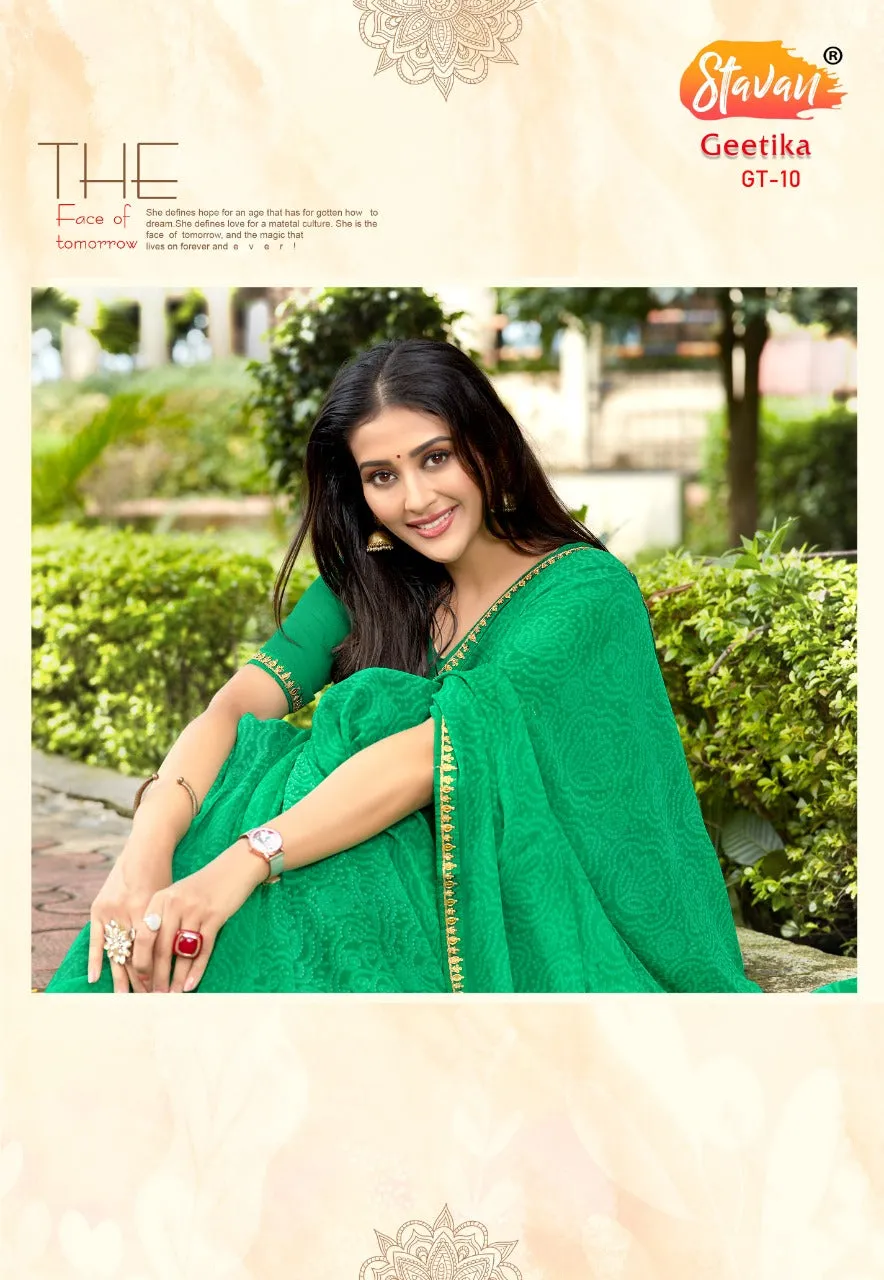 Stavan Brand Presents Geetika Georgette Chiffon Casual Wear Sarees