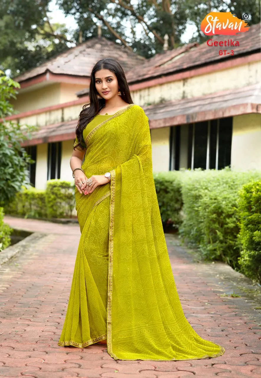 Stavan Brand Presents Geetika Georgette Chiffon Casual Wear Sarees