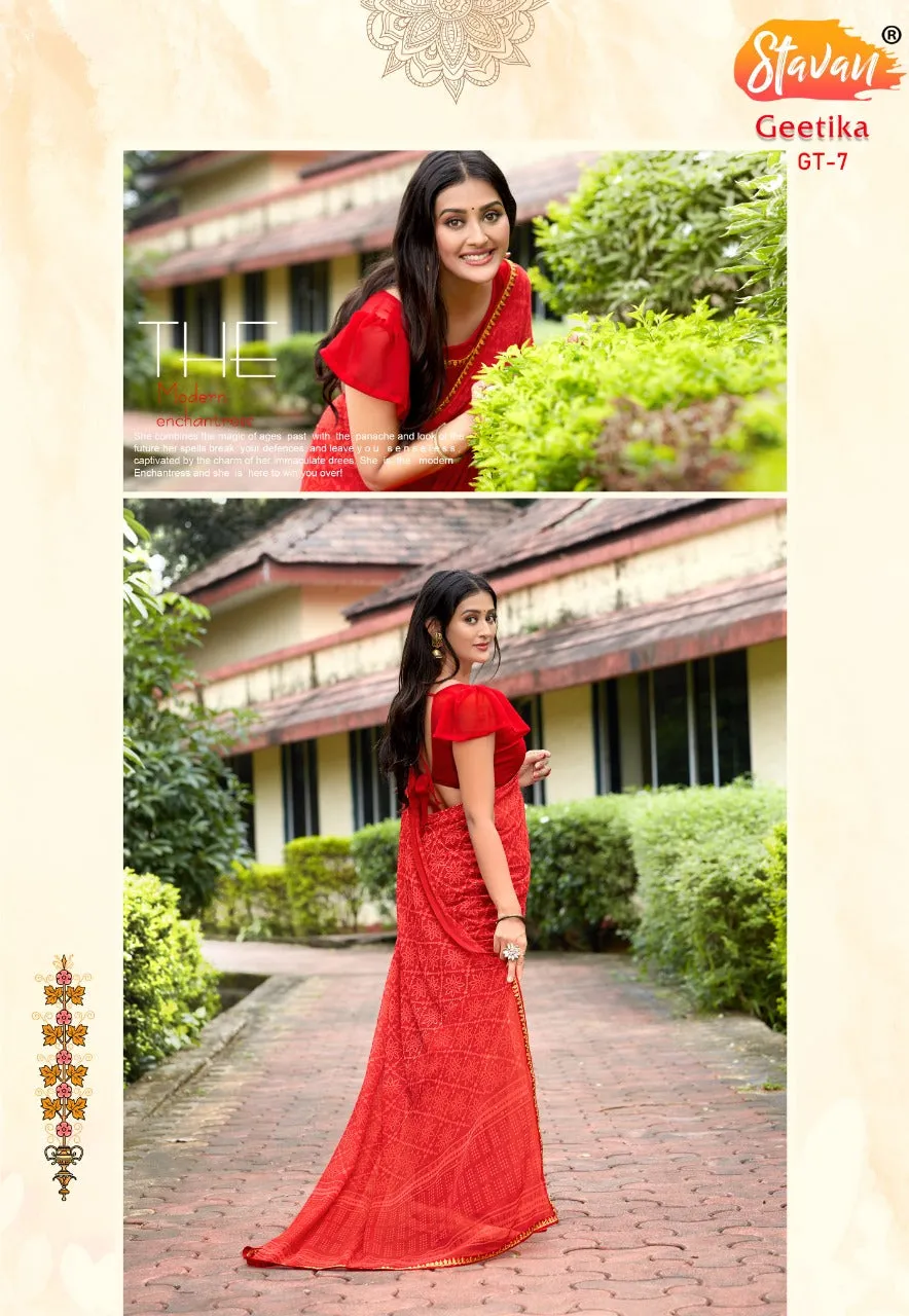 Stavan Brand Presents Geetika Georgette Chiffon Casual Wear Sarees