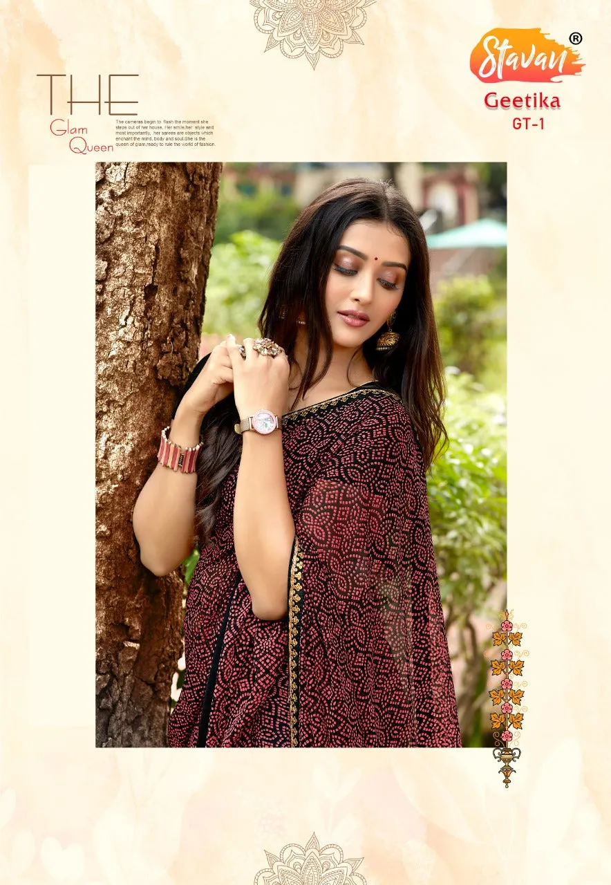 Stavan Brand Presents Geetika Georgette Chiffon Casual Wear Sarees