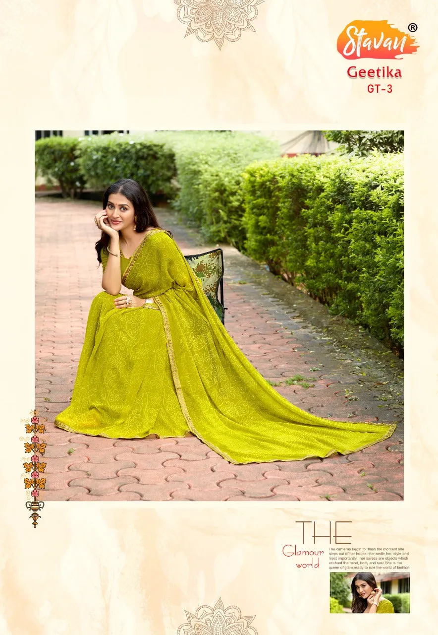 Stavan Brand Presents Geetika Georgette Chiffon Casual Wear Sarees