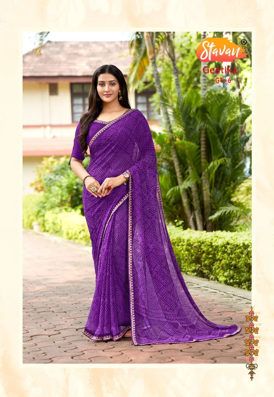Stavan Brand Presents Geetika Georgette Chiffon Casual Wear Sarees