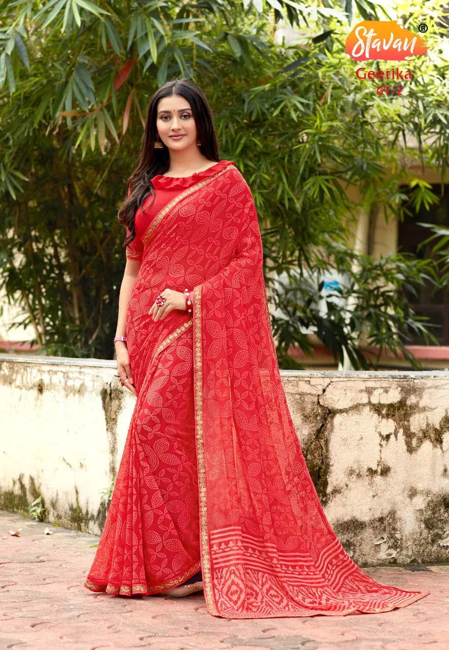 Stavan Brand Presents Geetika Georgette Chiffon Casual Wear Sarees