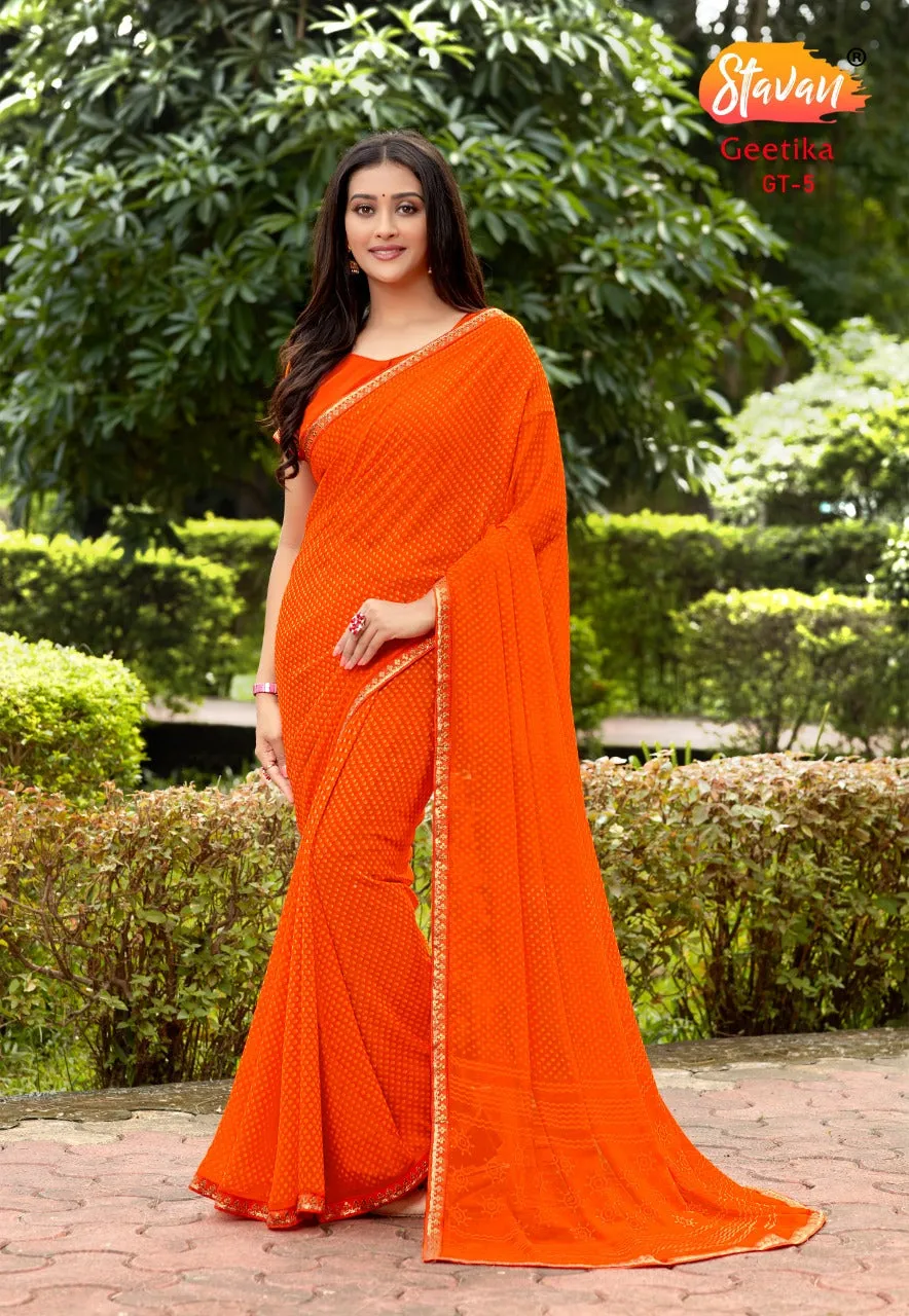 Stavan Brand Presents Geetika Georgette Chiffon Casual Wear Sarees