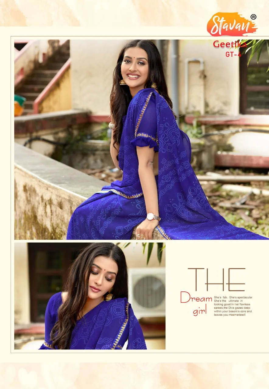 Stavan Brand Presents Geetika Georgette Chiffon Casual Wear Sarees