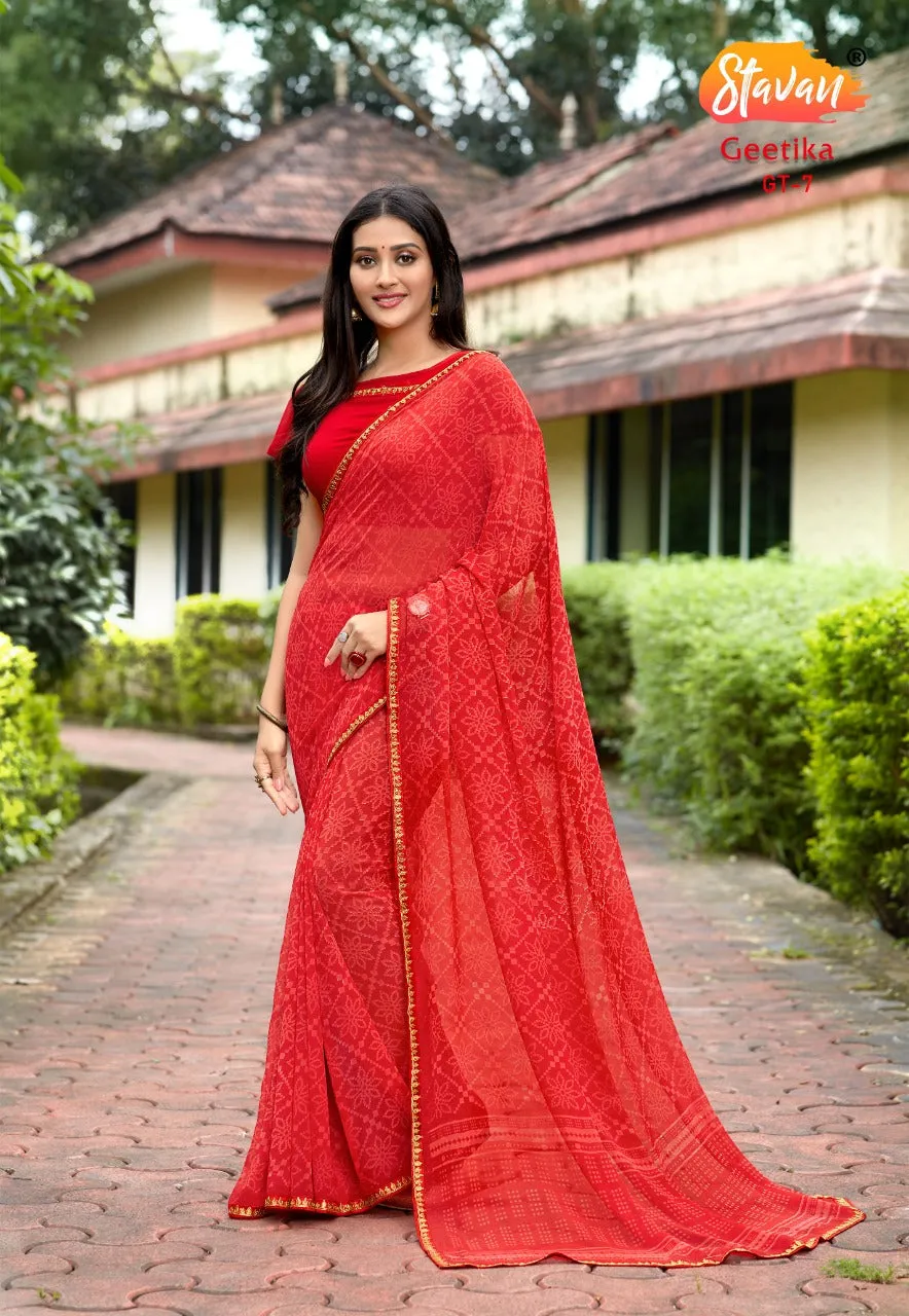 Stavan Brand Presents Geetika Georgette Chiffon Casual Wear Sarees