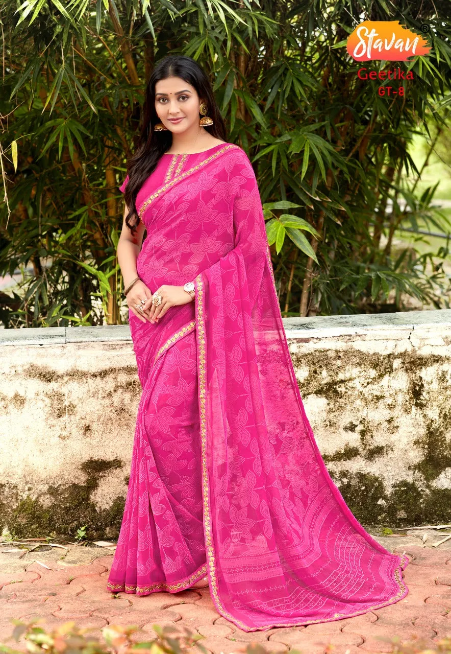 Stavan Brand Presents Geetika Georgette Chiffon Casual Wear Sarees