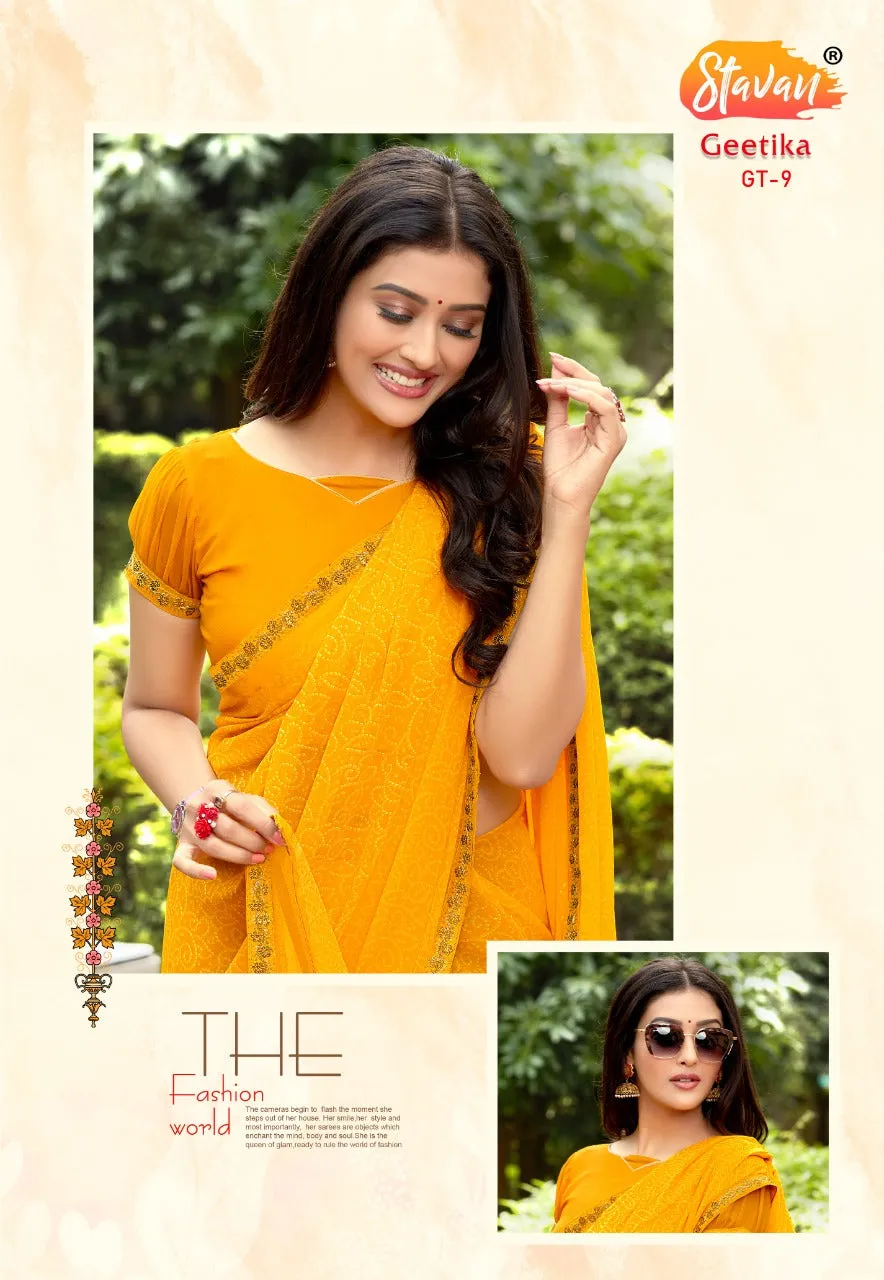 Stavan Brand Presents Geetika Georgette Chiffon Casual Wear Sarees