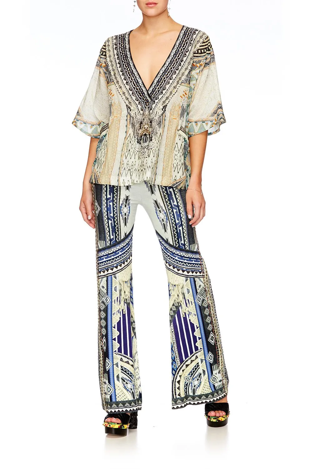 STRETCH FLARED TROUSERS TIE THE KNOT