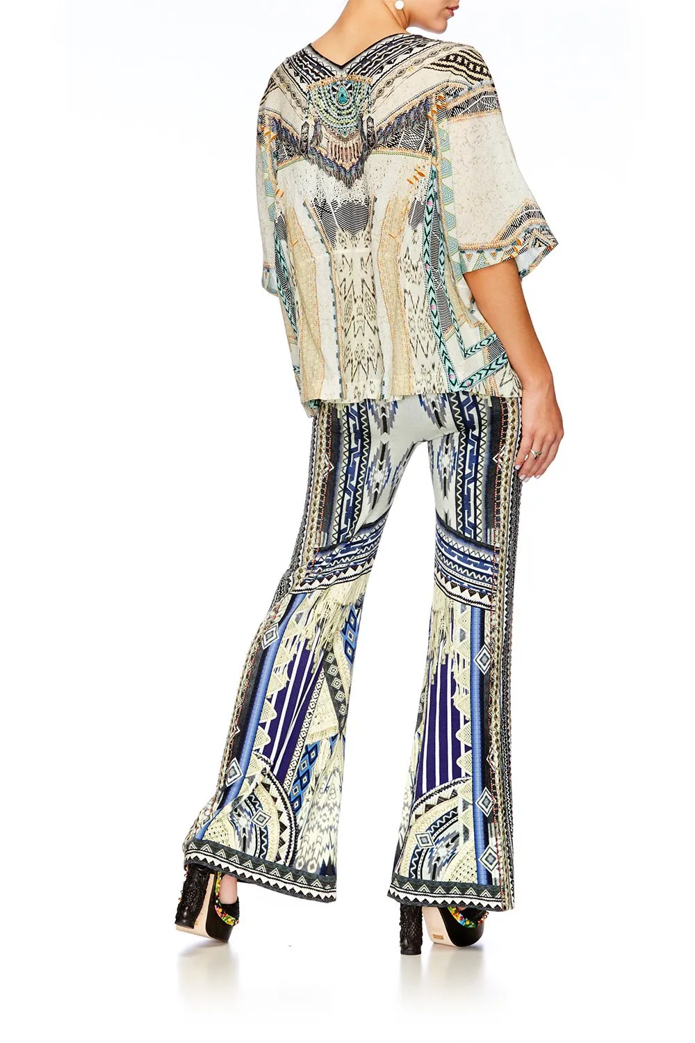 STRETCH FLARED TROUSERS TIE THE KNOT