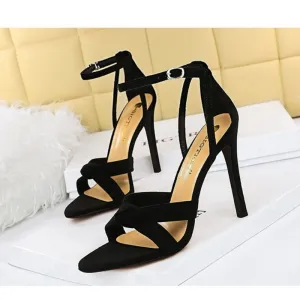 Summer Slimming High Heel Suede Open Toe Sandals
