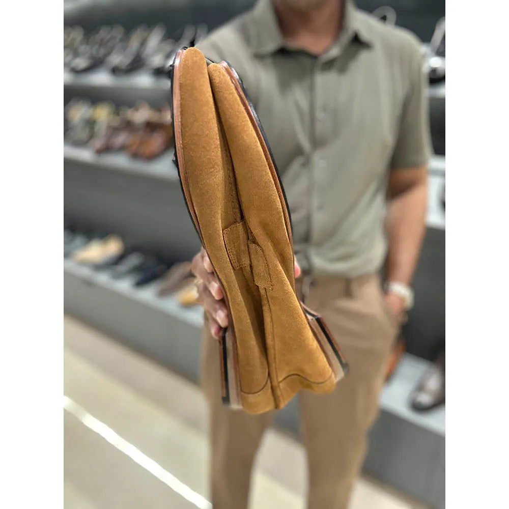 Tan Suede Unlined Tassel Flex Supersoft Loafers