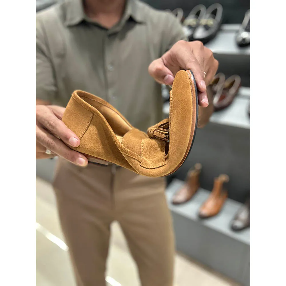 Tan Suede Unlined Tassel Flex Supersoft Loafers