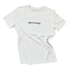 tee, gone running. raw white.