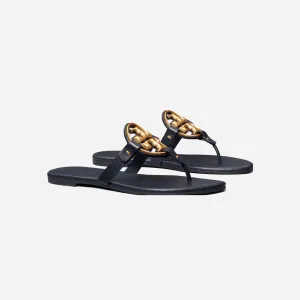 Tory Burch Miller Soft Metal Logo Sandal Perfect Navy