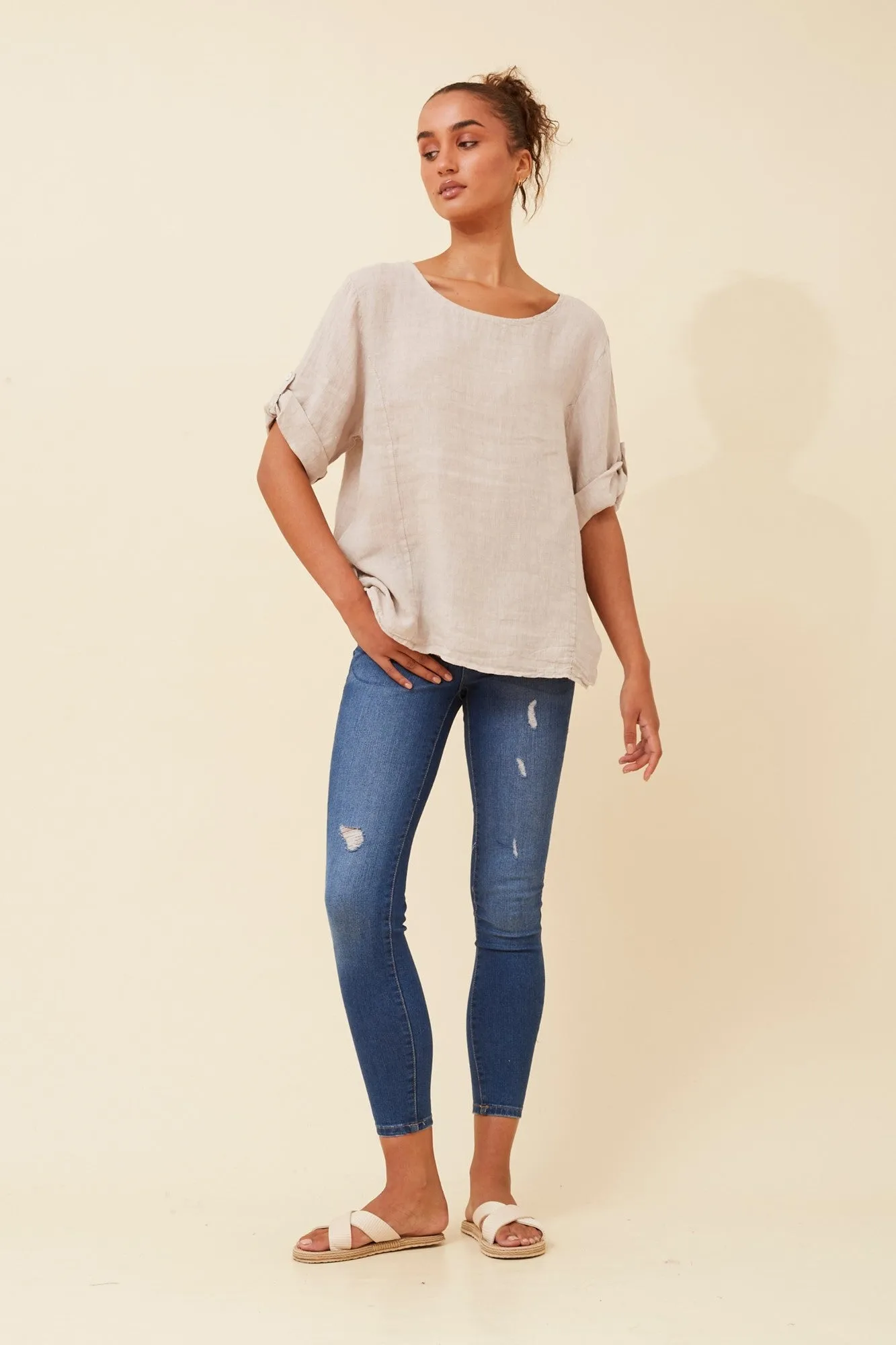 VIRDIS SOLID LINEN TOP