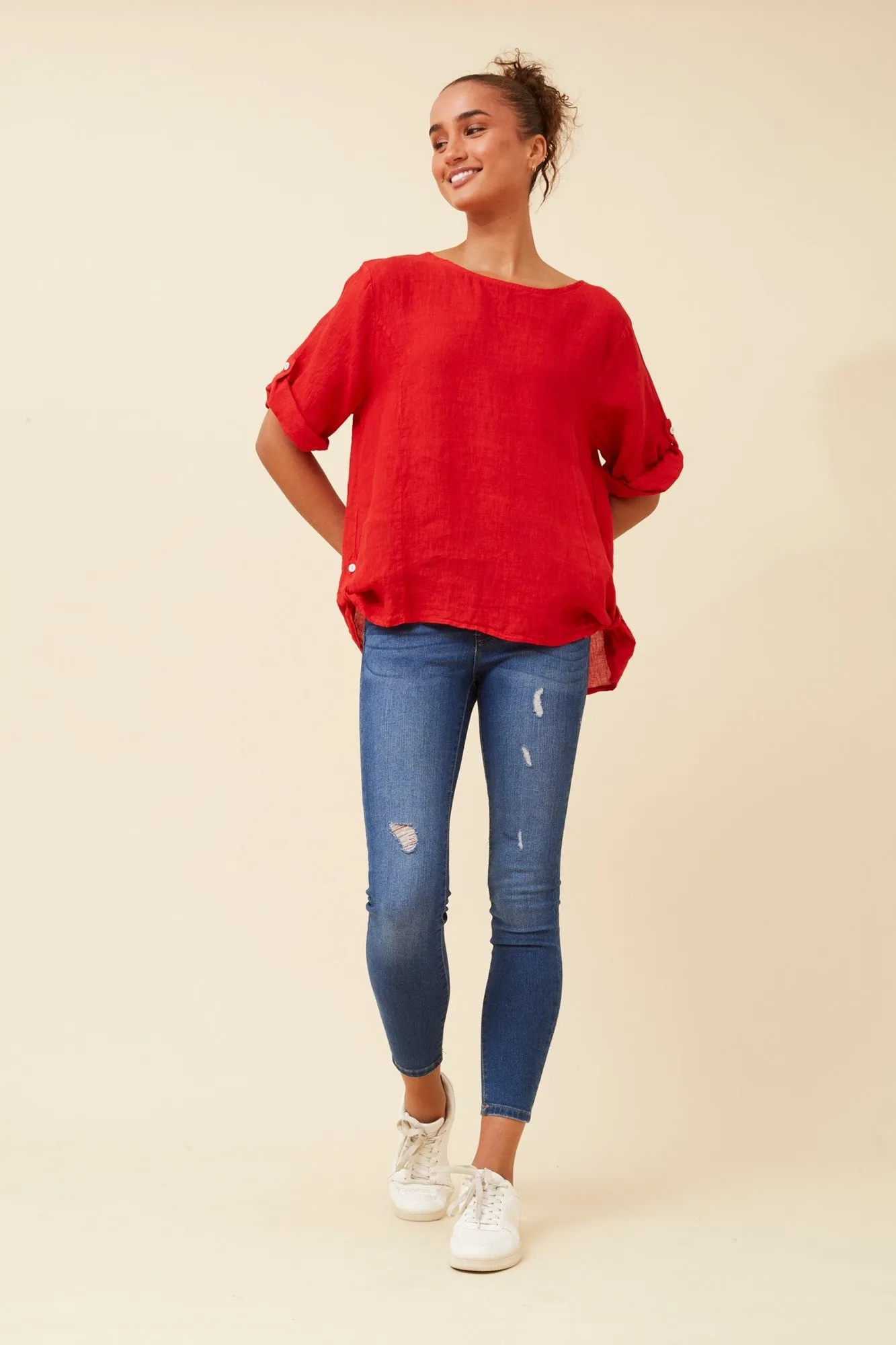 VIRDIS SOLID LINEN TOP