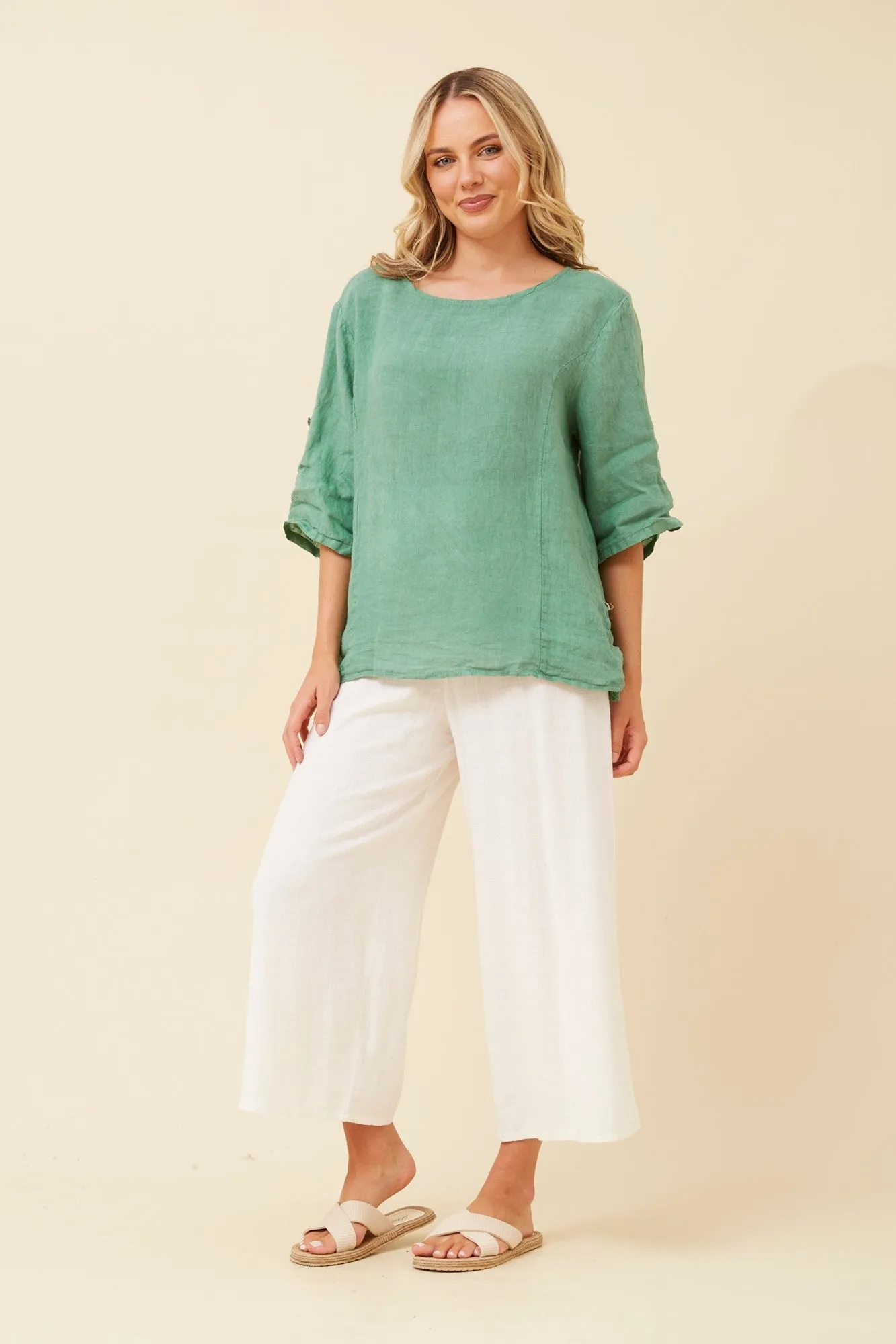 VIRDIS SOLID LINEN TOP