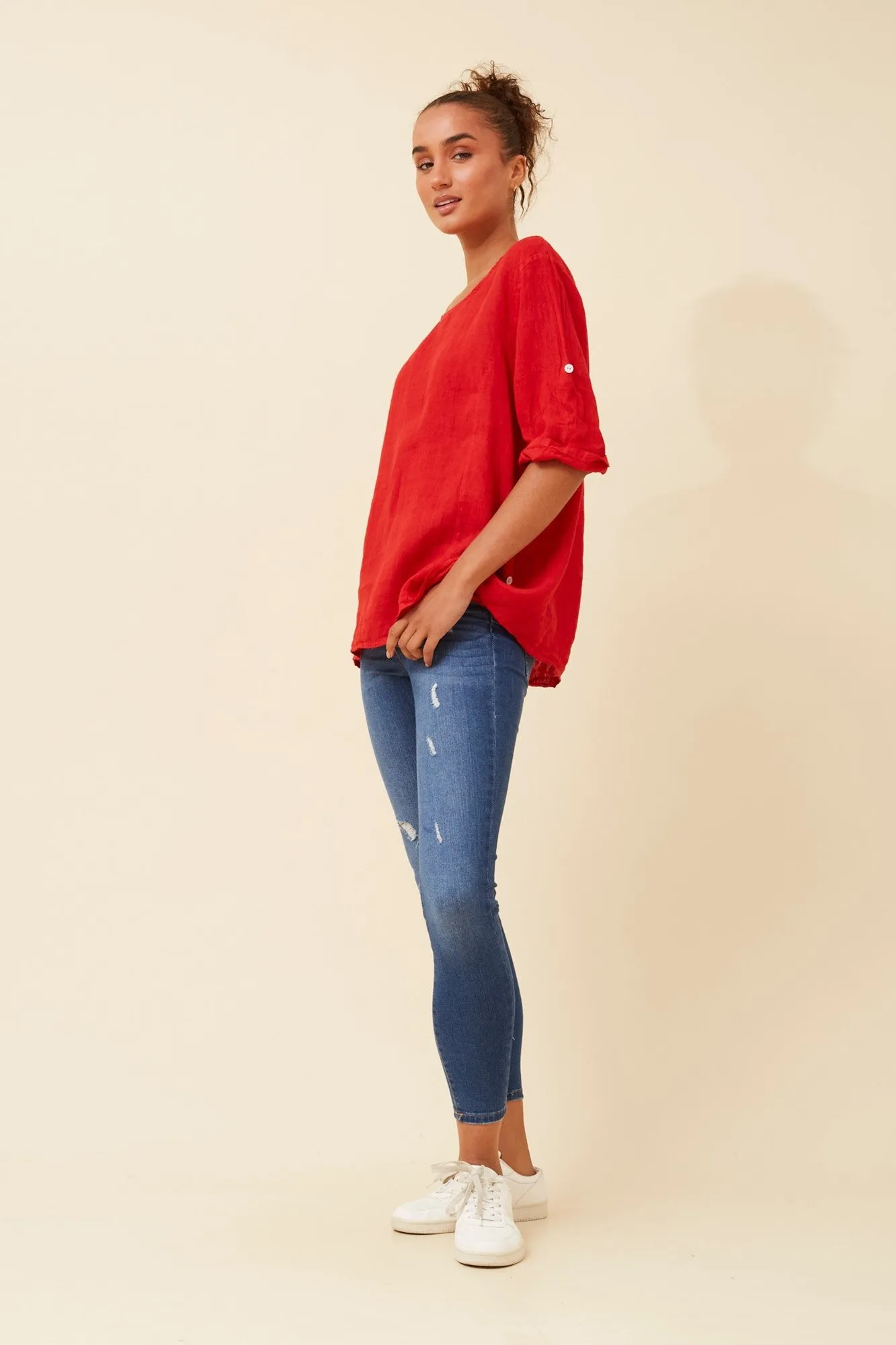 VIRDIS SOLID LINEN TOP