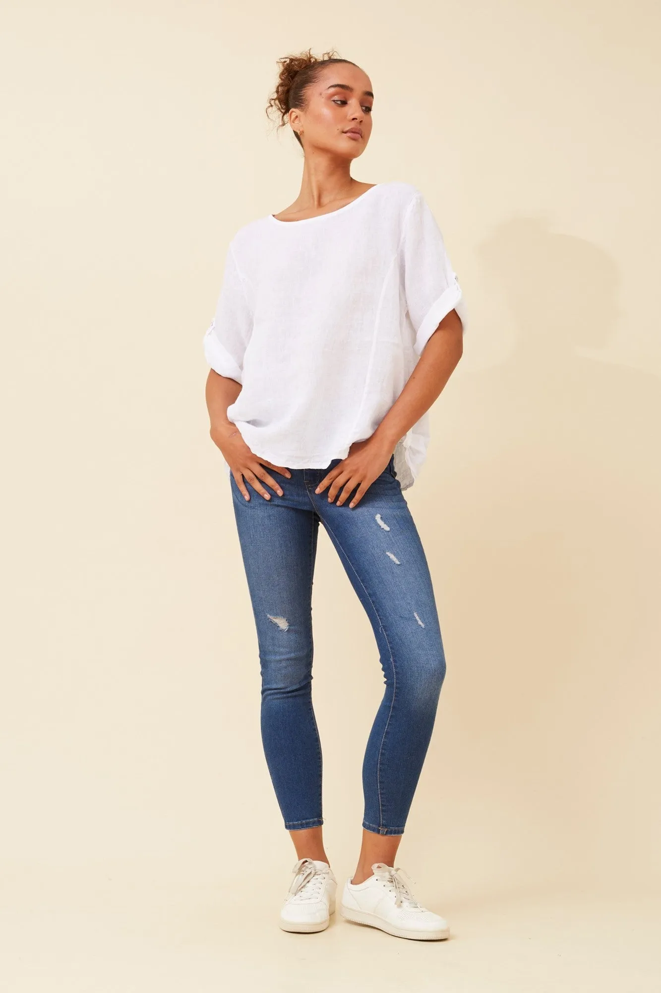 VIRDIS SOLID LINEN TOP