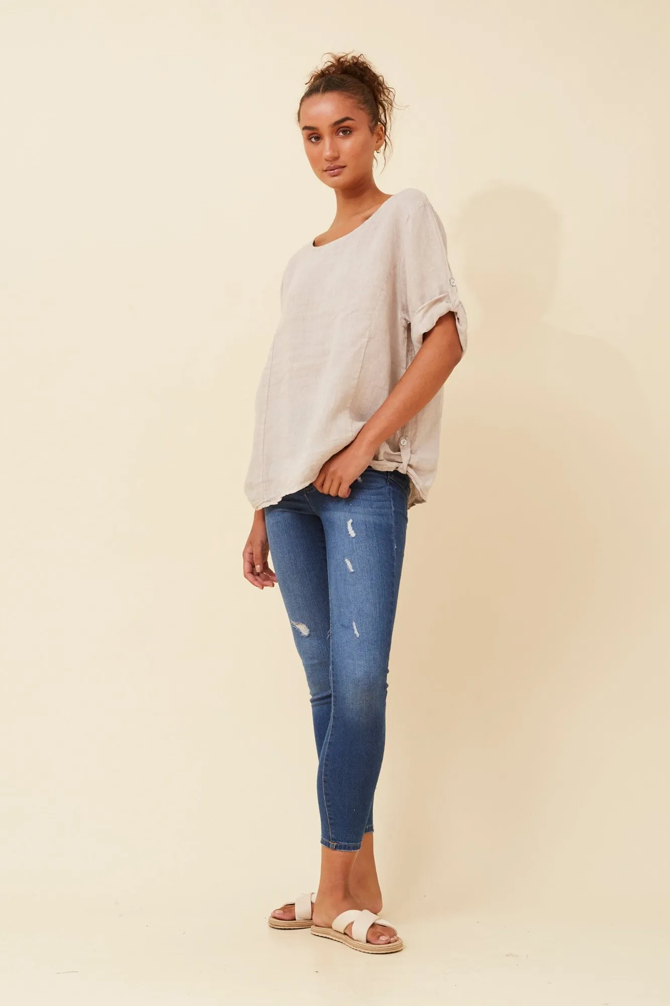 VIRDIS SOLID LINEN TOP