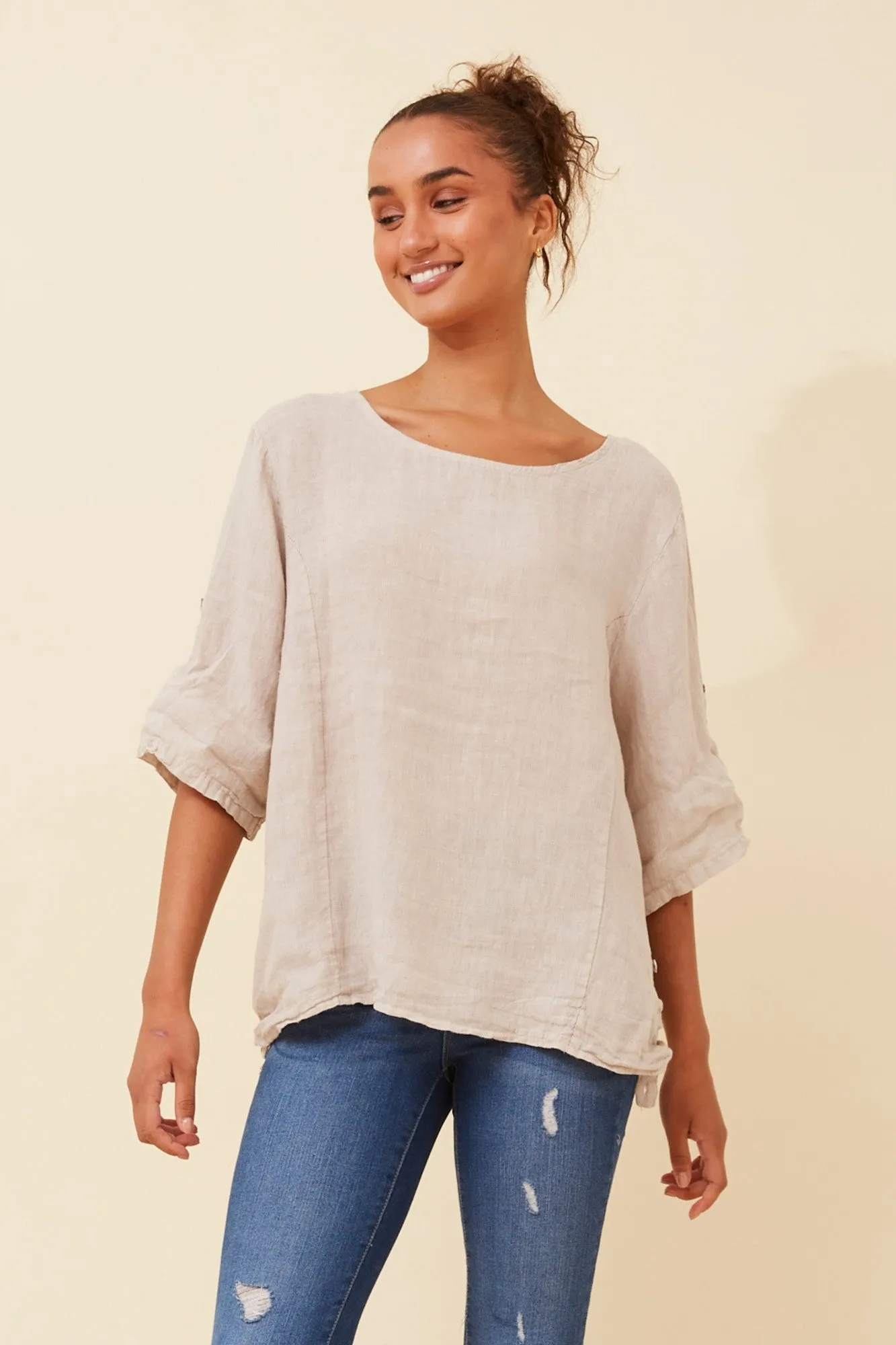 VIRDIS SOLID LINEN TOP