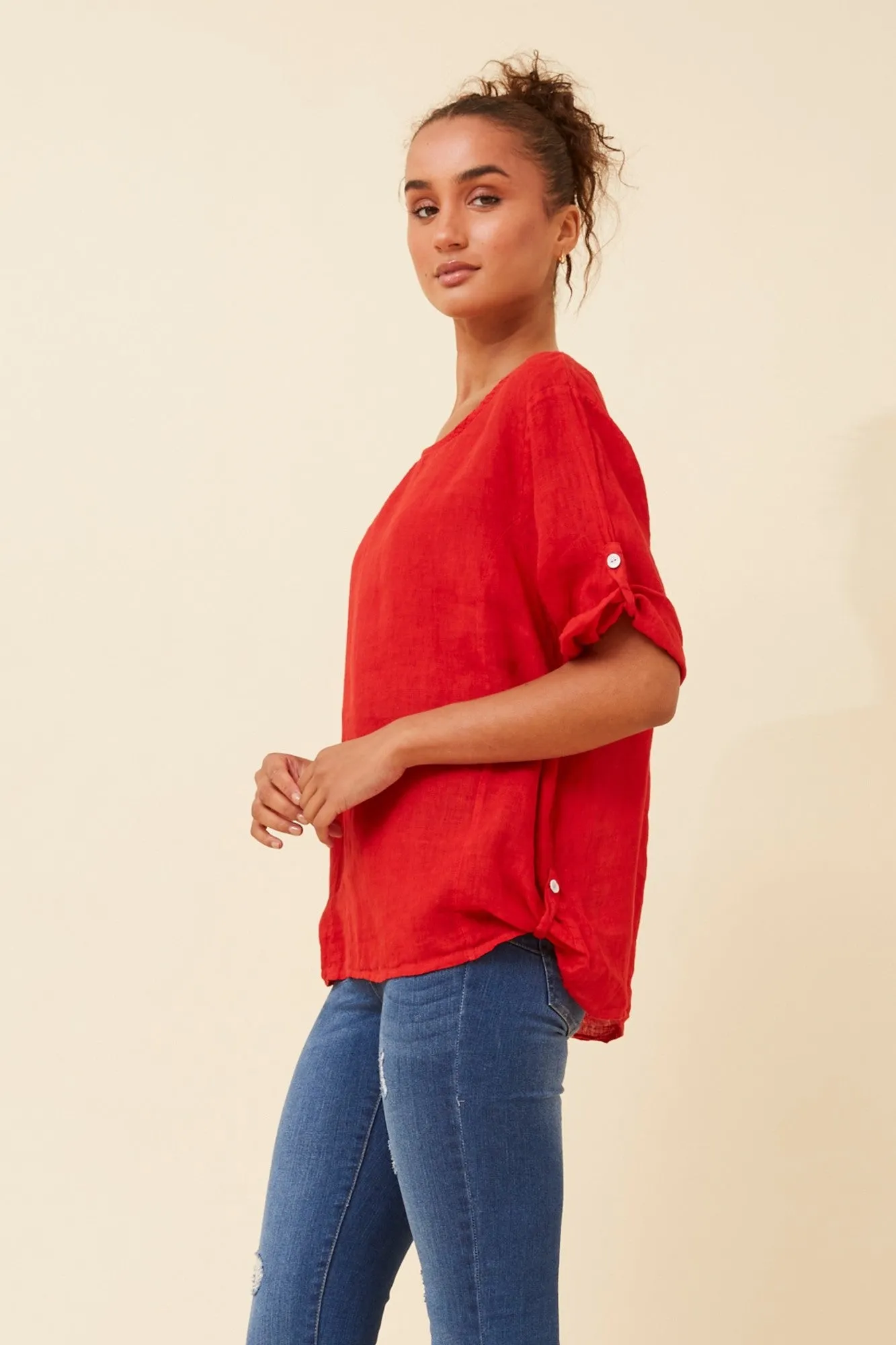 VIRDIS SOLID LINEN TOP
