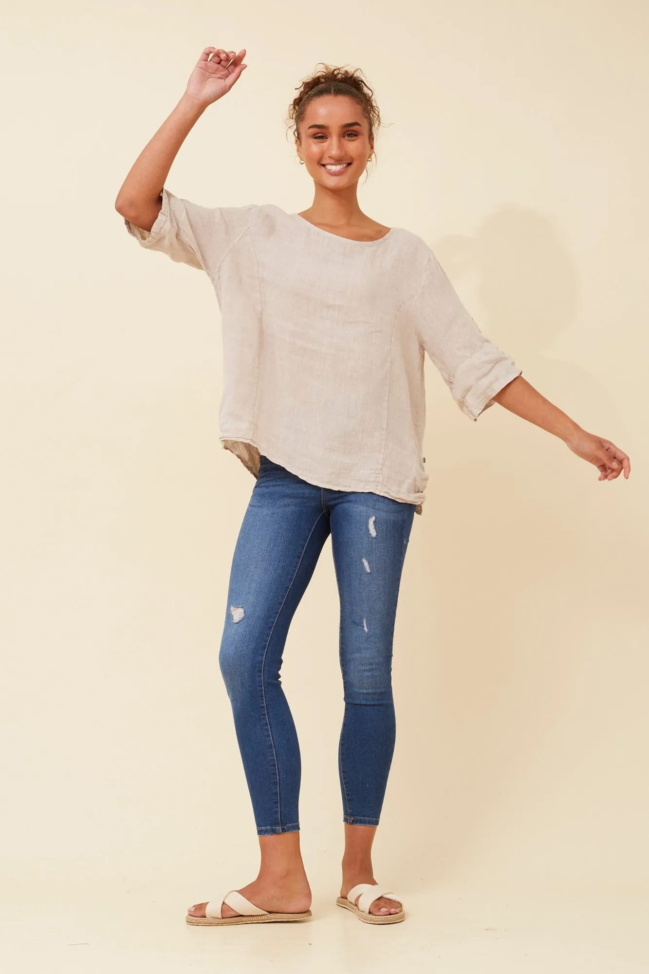 VIRDIS SOLID LINEN TOP