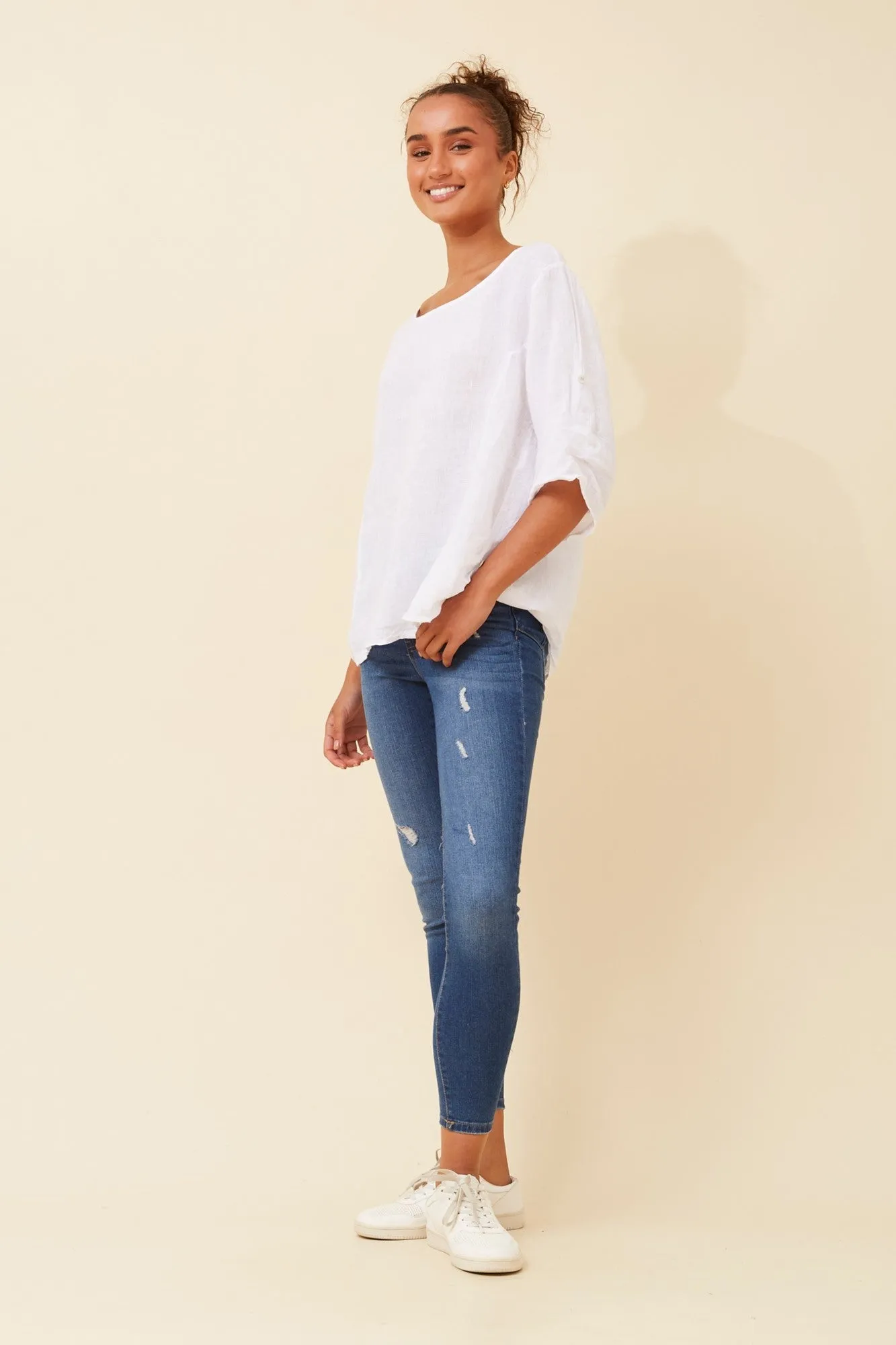 VIRDIS SOLID LINEN TOP