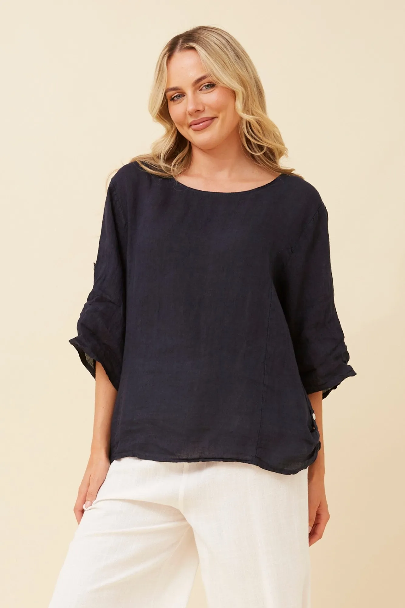 VIRDIS SOLID LINEN TOP
