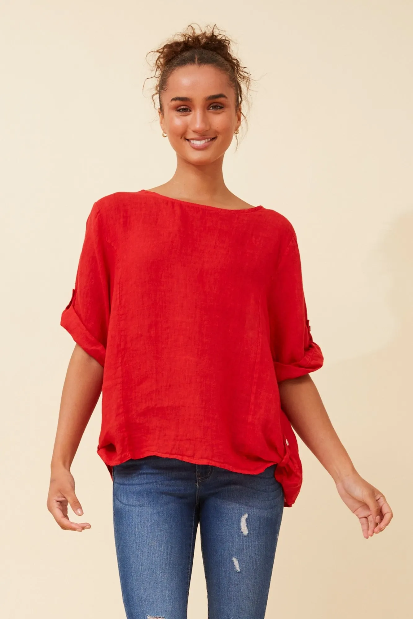 VIRDIS SOLID LINEN TOP