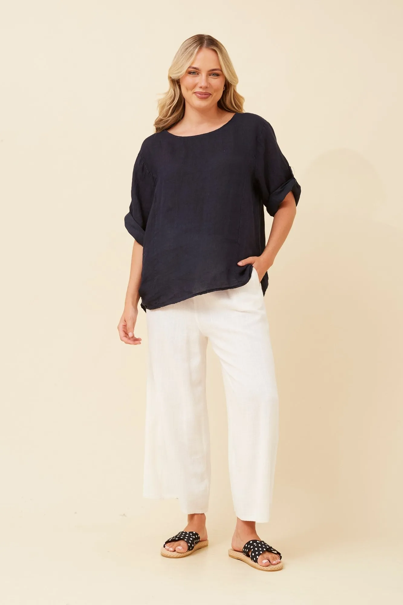 VIRDIS SOLID LINEN TOP