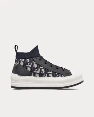 Walk'n'Dior Platform Deep Blue Dior Oblique Technical Mesh and Calfskin High Top Sneakers