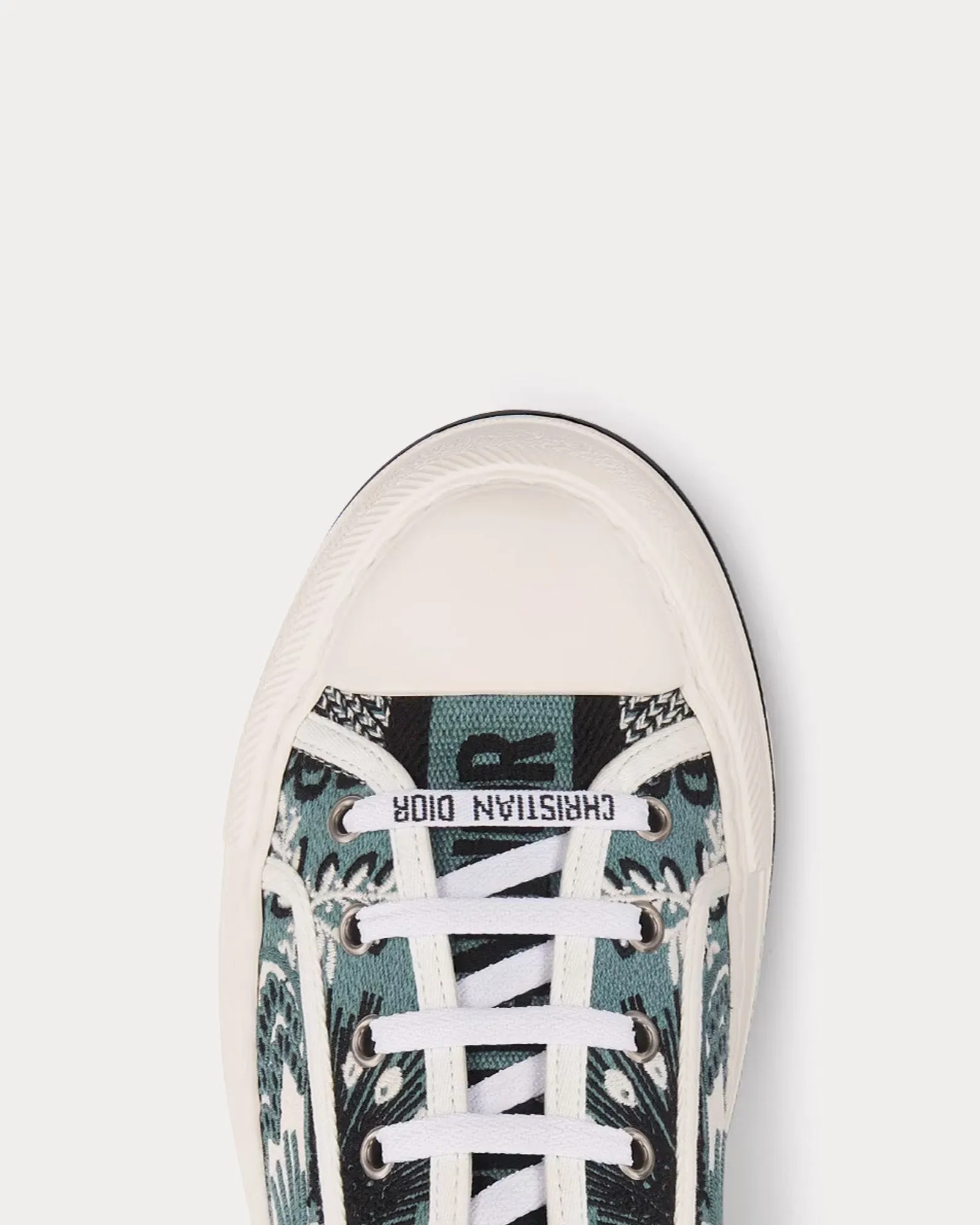 Walk'n'Dior Platform Denim Blue Multicolor Embroidered Cotton with Butterfly Bandana Motif Low Top Sneakers