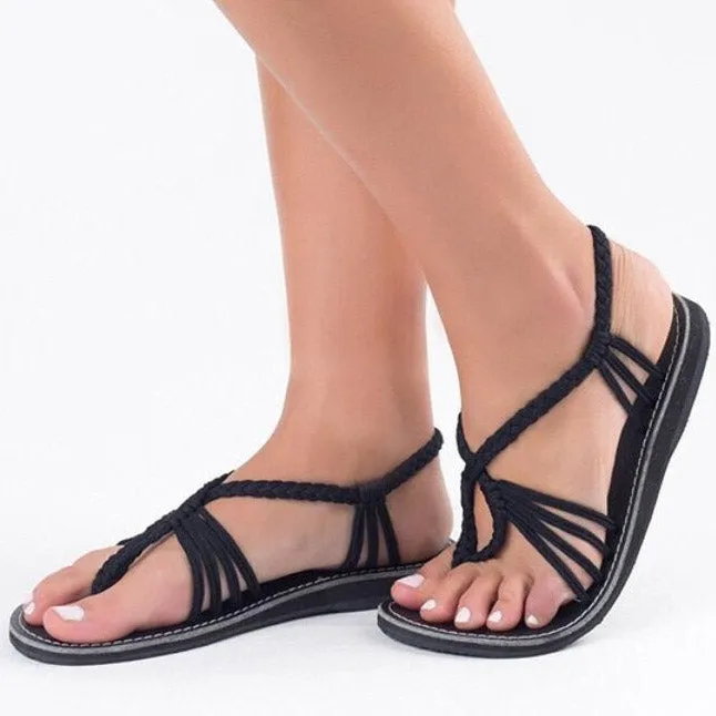 Weave Strings Slip-on Flat Women Beach Sandals