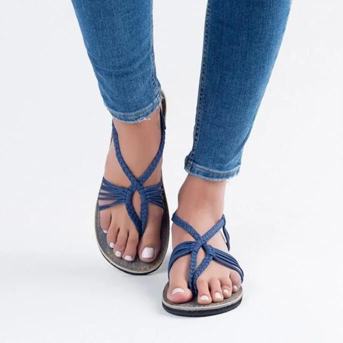 Weave Strings Slip-on Flat Women Beach Sandals